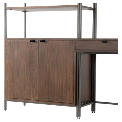 Trey Modular Wall Desk With 1 Bookcase - Auburn Poplar