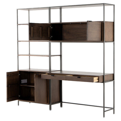 Trey Modular Wall Desk With 1 Bookcase - Auburn Poplar