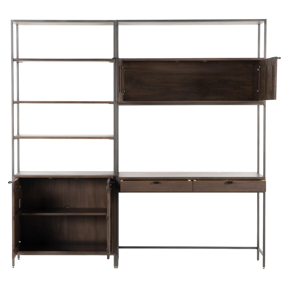 Trey Modular Wall Desk With 1 Bookcase - Auburn Poplar