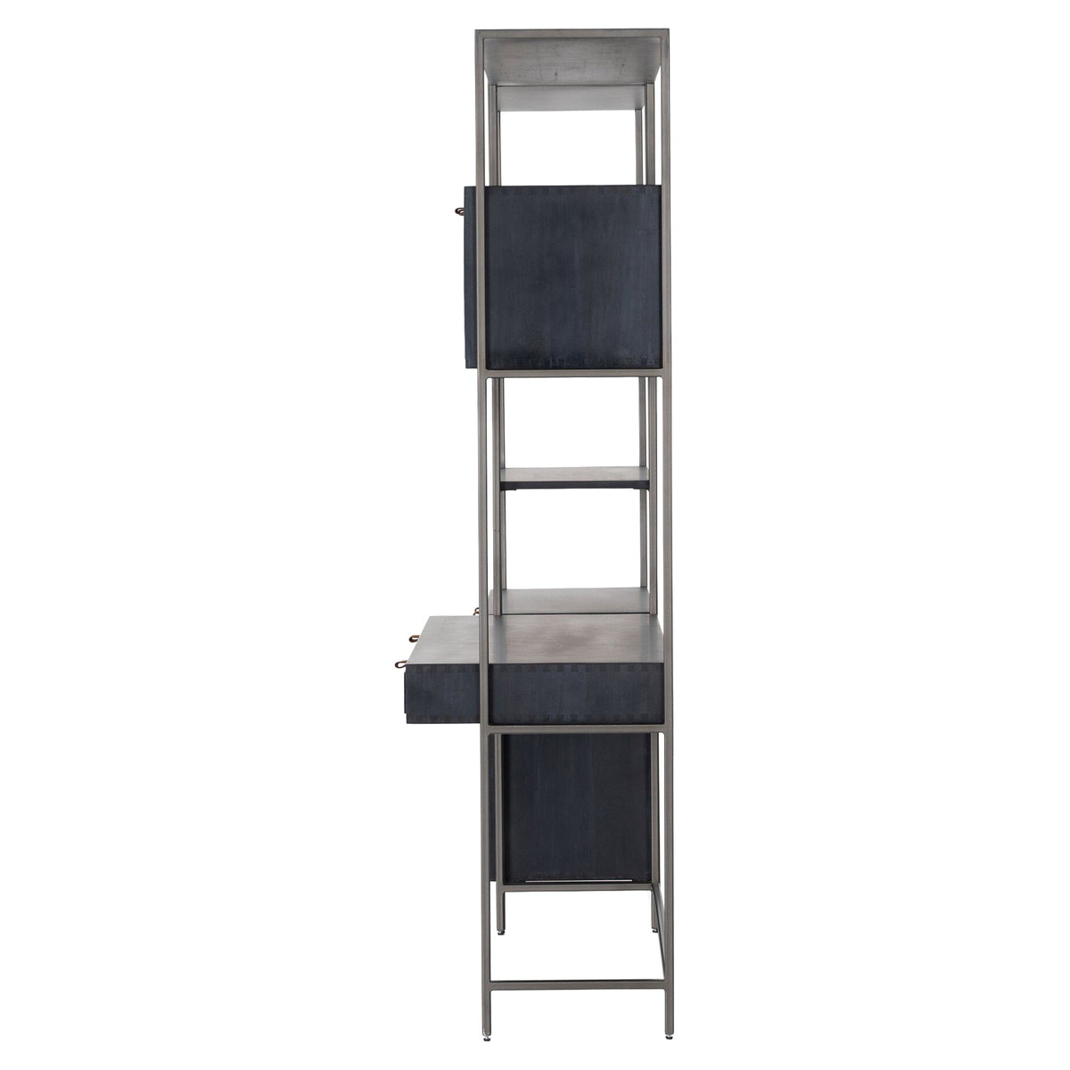 Trey Modular Wall Desk With 1 Bookcase - Black Wash Poplar
