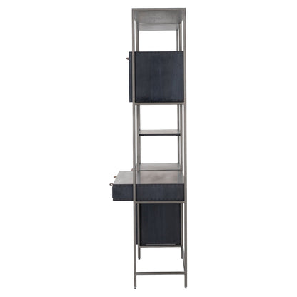 Trey Modular Wall Desk With 1 Bookcase - Black Wash Poplar