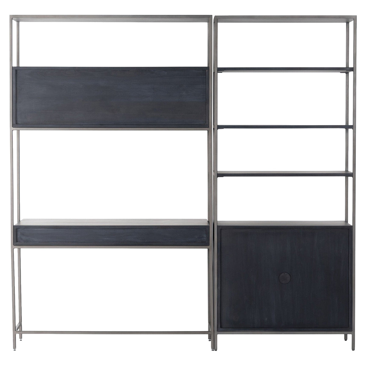 Trey Modular Wall Desk With 1 Bookcase - Black Wash Poplar