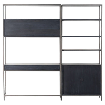 Trey Modular Wall Desk With 1 Bookcase - Black Wash Poplar
