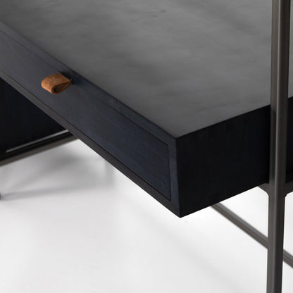 Trey Modular Wall Desk With 1 Bookcase - Black Wash Poplar