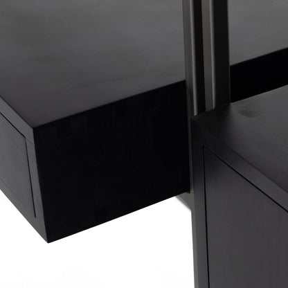 Trey Modular Wall Desk With 1 Bookcase - Black Wash Poplar