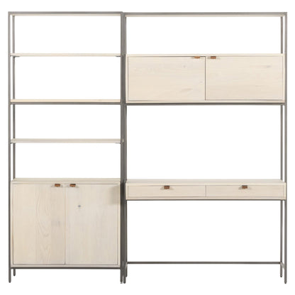 Trey Modular Wall Desk With 1 Bookcase - Dove Poplar
