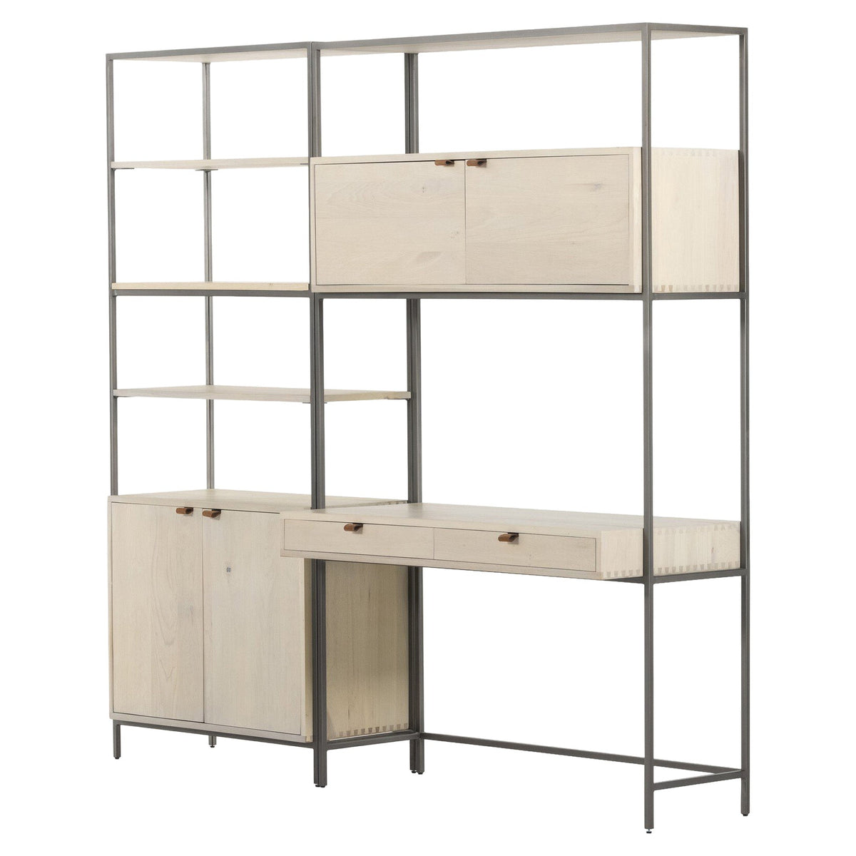 Trey Modular Wall Desk With 1 Bookcase - Dove Poplar