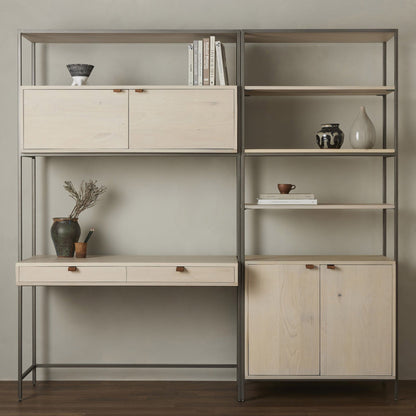 Trey Modular Wall Desk With 1 Bookcase - Dove Poplar