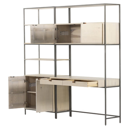 Trey Modular Wall Desk With 1 Bookcase - Dove Poplar