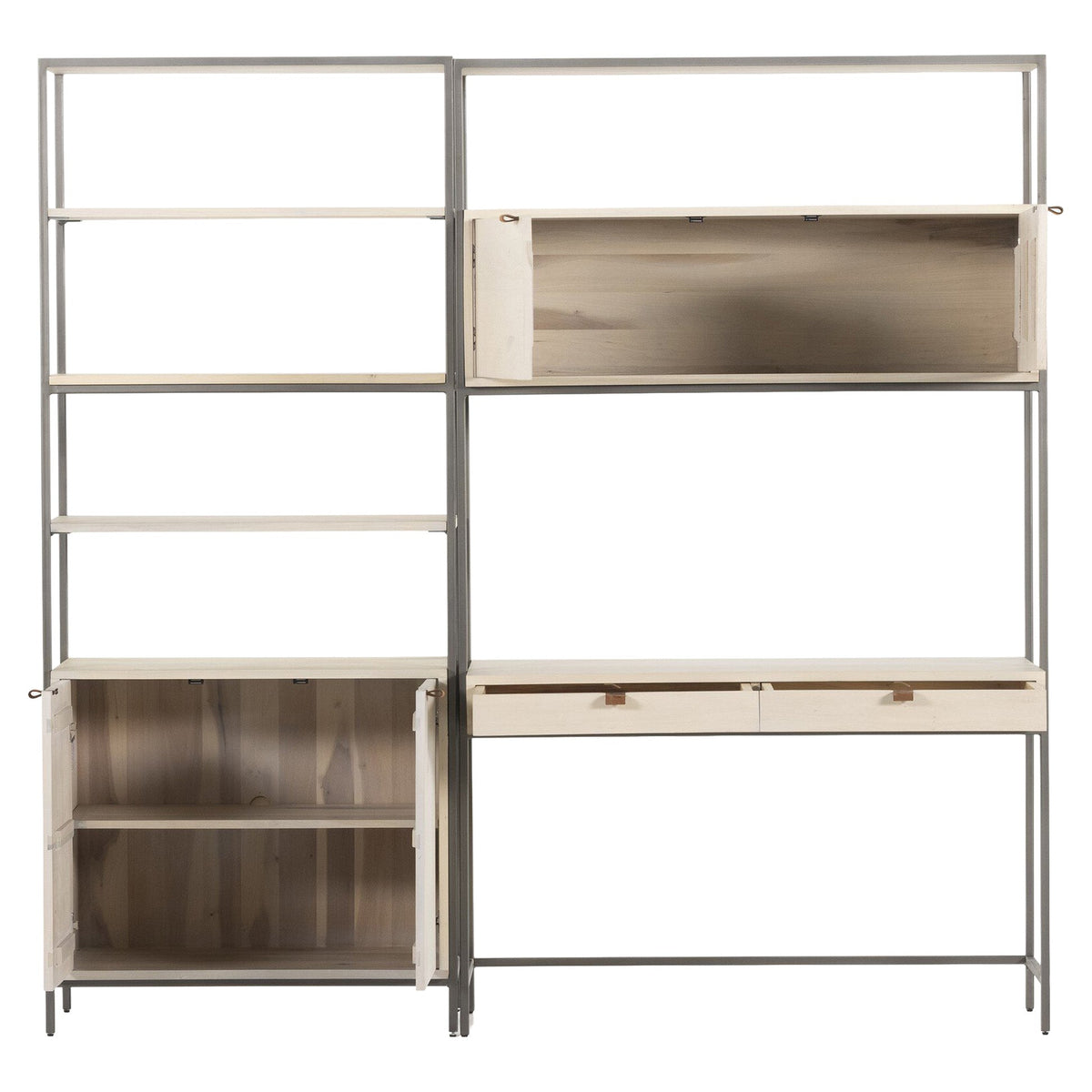 Trey Modular Wall Desk With 1 Bookcase - Dove Poplar