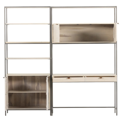 Trey Modular Wall Desk With 1 Bookcase - Dove Poplar