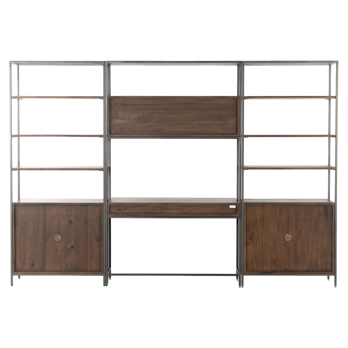 Trey Modular Wall Desk With 2 Bookcases - Auburn Poplar