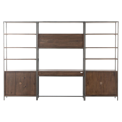 Trey Modular Wall Desk With 2 Bookcases - Auburn Poplar