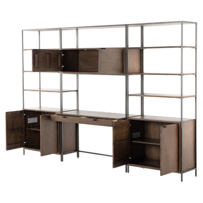 Trey Modular Wall Desk With 2 Bookcases - Auburn Poplar