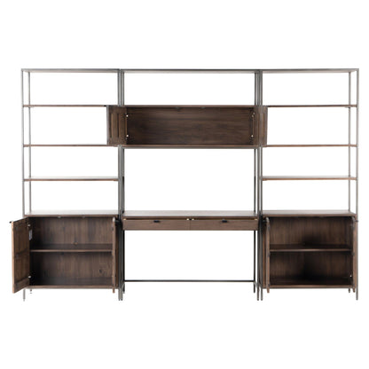 Trey Modular Wall Desk With 2 Bookcases - Auburn Poplar