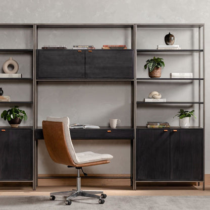 Trey Modular Wall Desk With 2 Bookcases - Black Wash Poplar