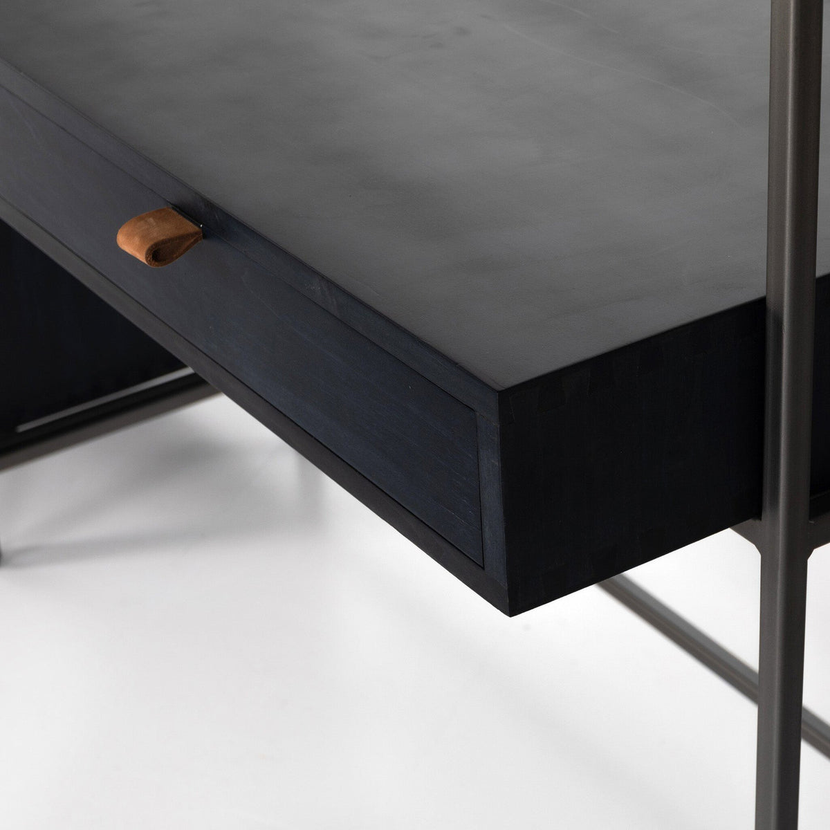 Trey Modular Wall Desk With 2 Bookcases - Black Wash Poplar