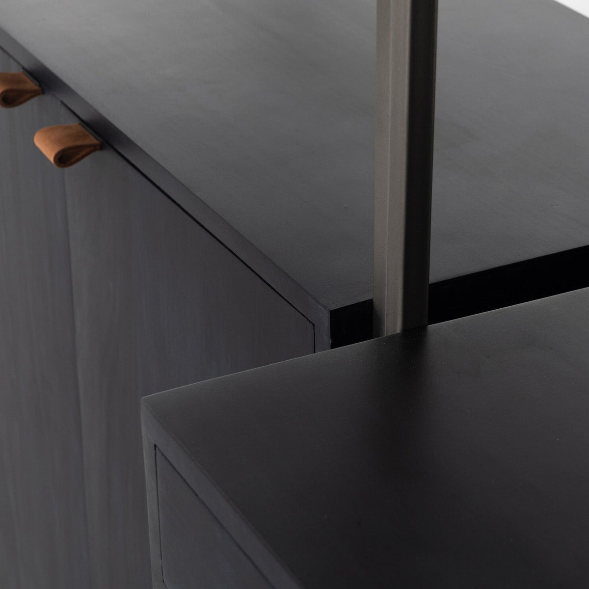 Trey Modular Wall Desk With 2 Bookcases - Black Wash Poplar