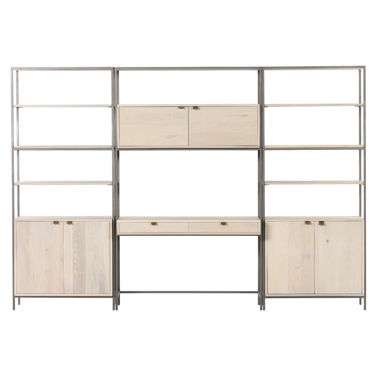 Trey Modular Wall Desk With 2 Bookcases - Dove Poplar