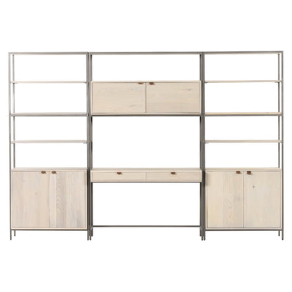 Trey Modular Wall Desk With 2 Bookcases - Dove Poplar