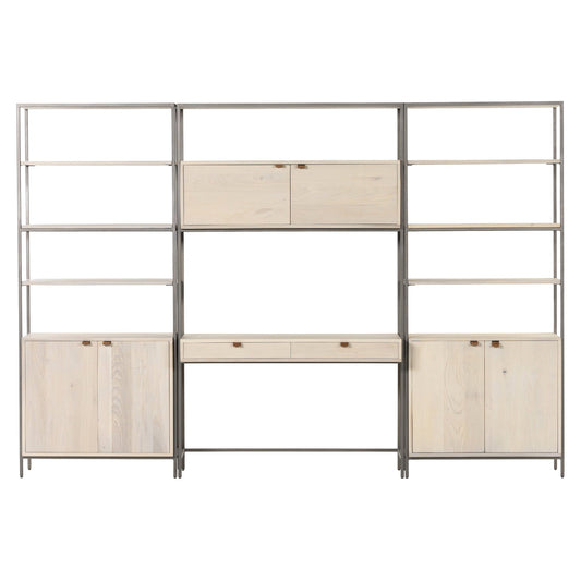 Trey Modular Wall Desk With 2 Bookcases - Dove Poplar