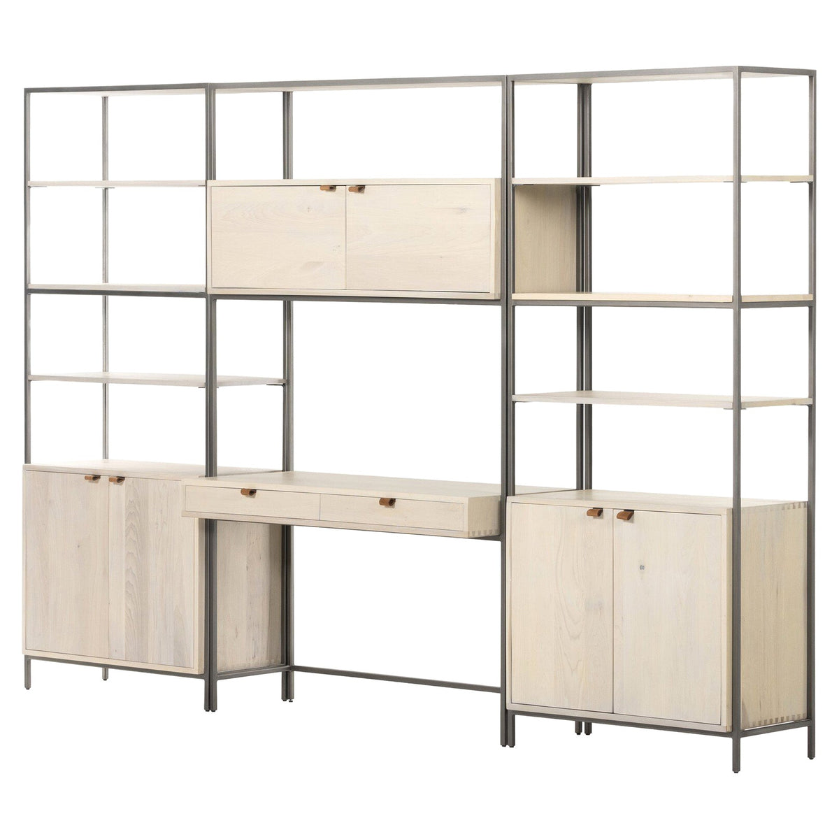 Trey Modular Wall Desk With 2 Bookcases - Dove Poplar