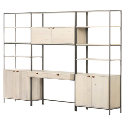 Trey Modular Wall Desk With 2 Bookcases - Dove Poplar