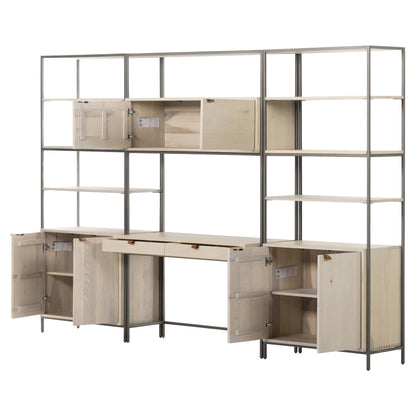 Trey Modular Wall Desk With 2 Bookcases - Dove Poplar