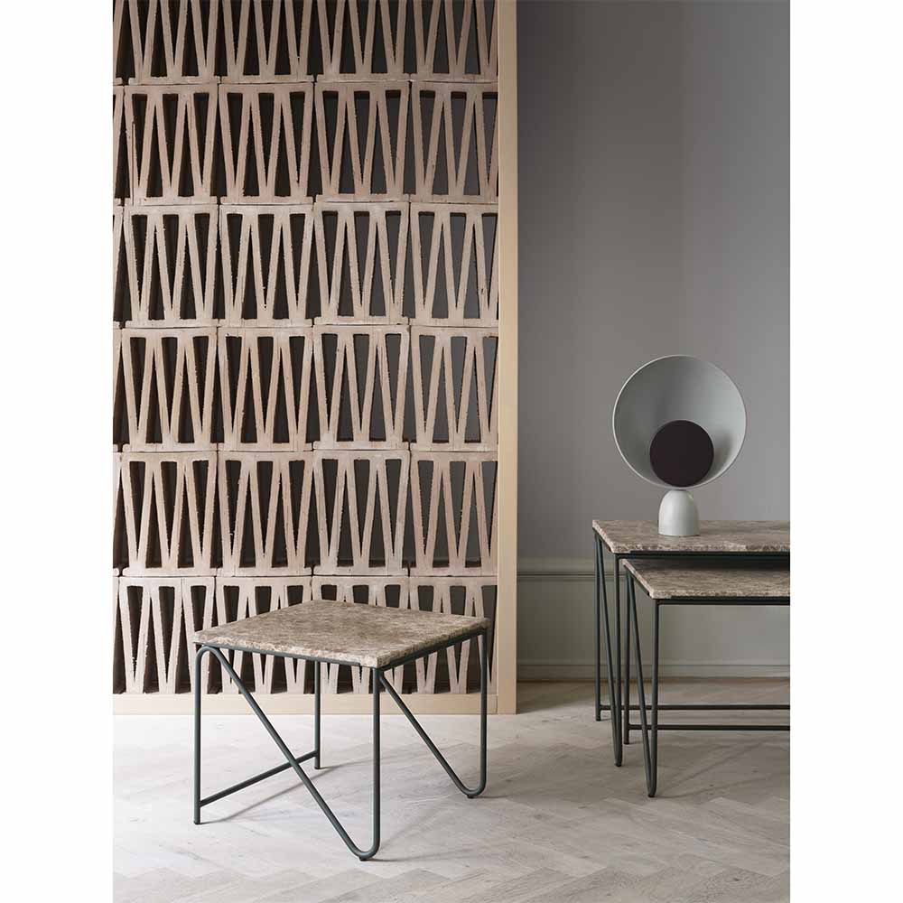 Triptych Nesting Tables - Cedar Green Frame, Monaco Brown Marble Top