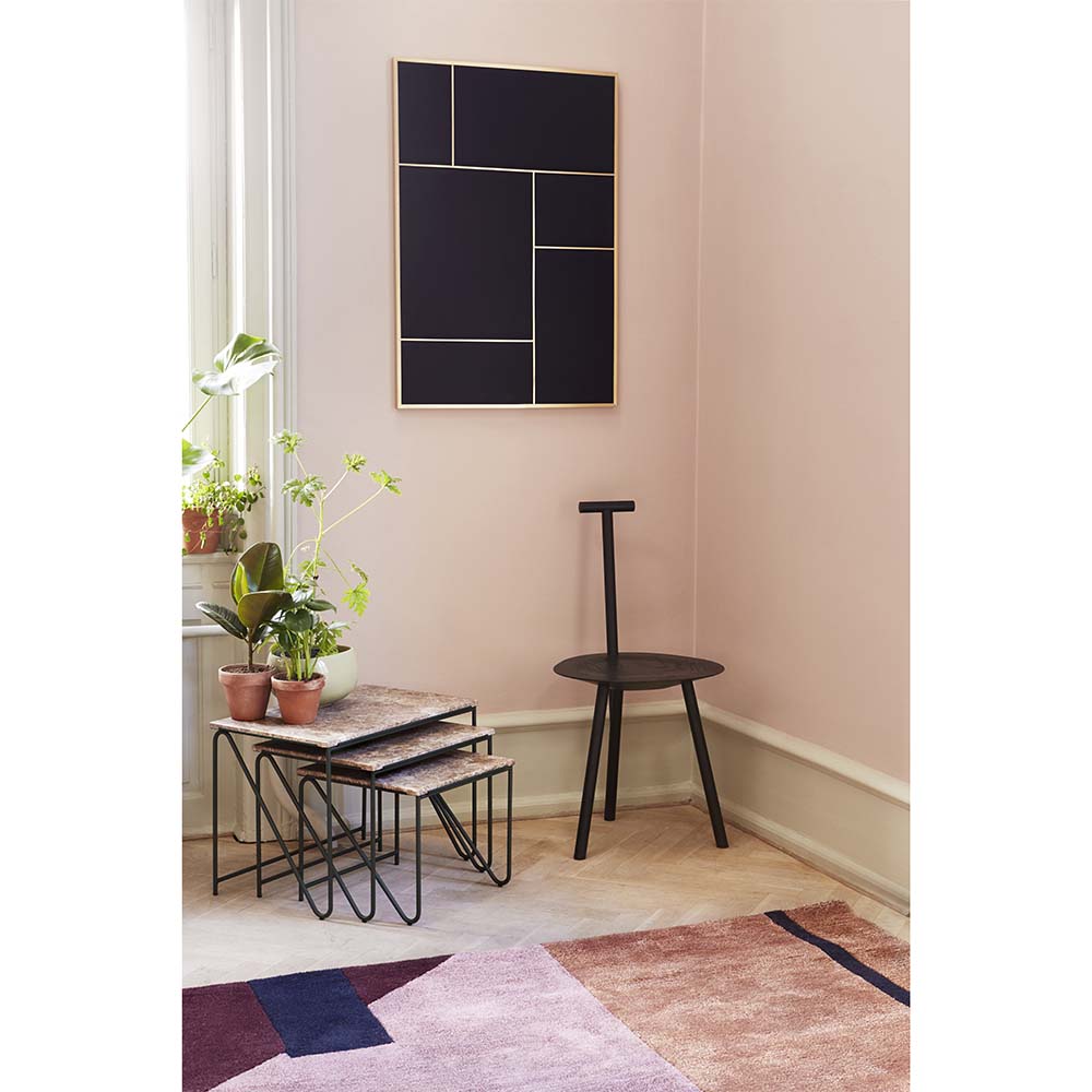 Triptych Nesting Tables - Cedar Green Frame, Monaco Brown Marble Top
