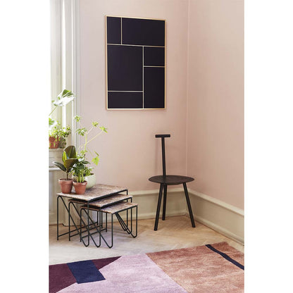 Triptych Nesting Tables - Cedar Green Frame, Monaco Brown Marble Top