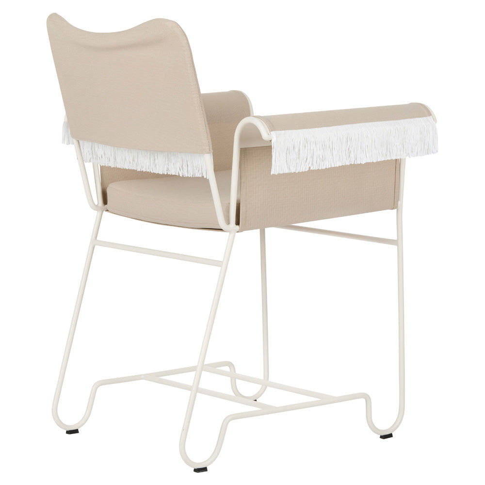 Tropique Dining Chair With Fringes - Leslie 12, White Base