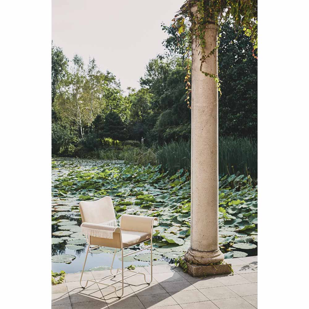 Tropique Dining Chair With Fringes - Leslie 12, White Base
