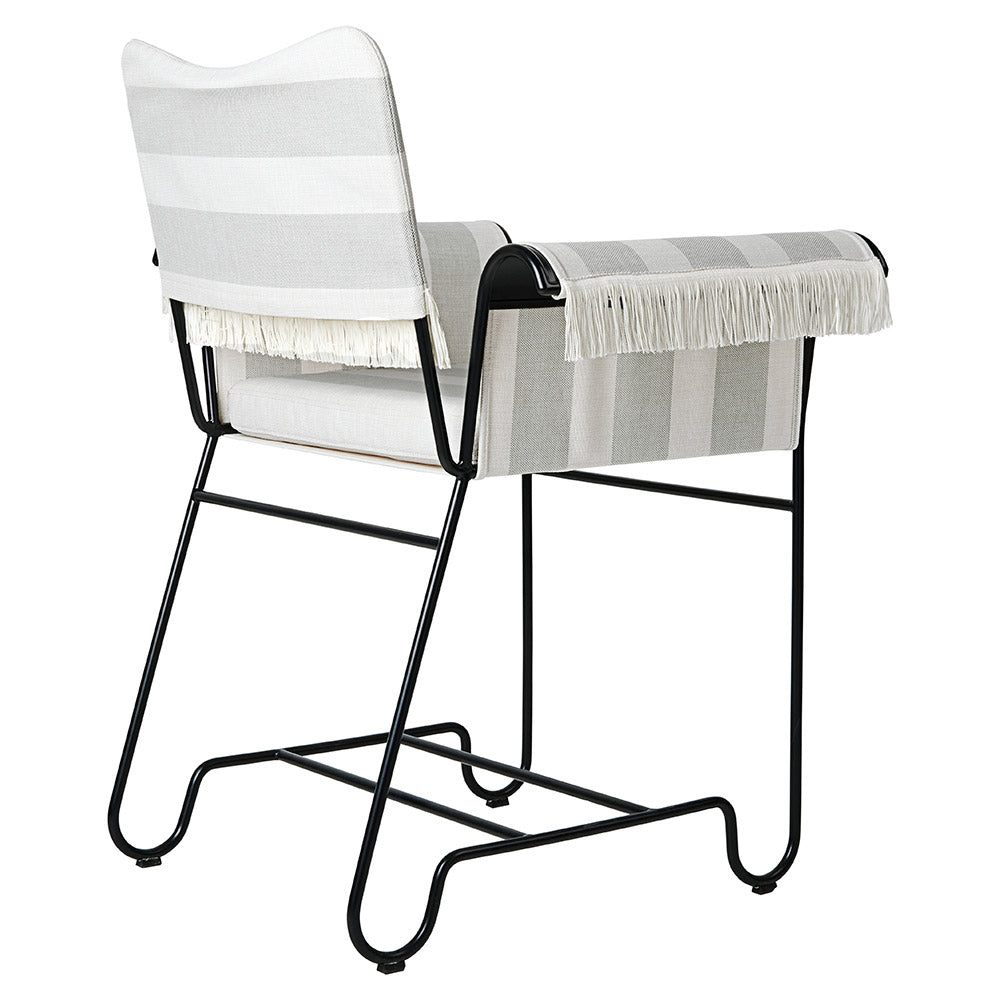 Tropique Dining Chair With Fringes - Leslie Stripe 20, Black Base