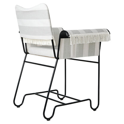 Tropique Dining Chair With Fringes - Leslie Stripe 20, Black Base