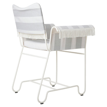 Tropique Dining Chair With Fringes - Leslie Stripe 20, White Base