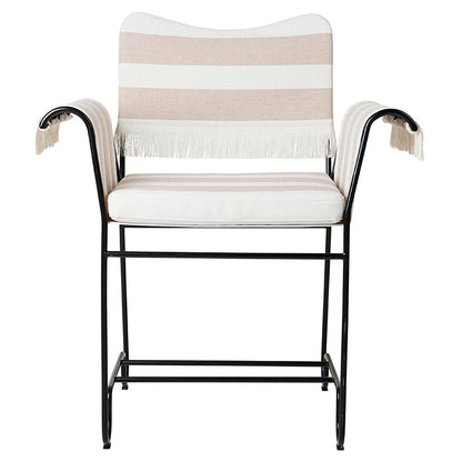 Tropique Dining Chair With Fringes - Leslie Stripe 40, Black Base