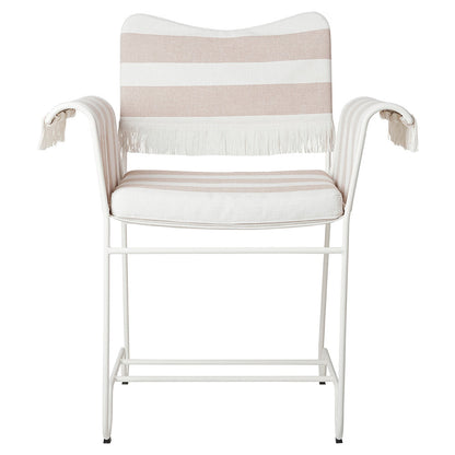 Tropique Dining Chair With Fringes - Leslie Stripe 40, White Base