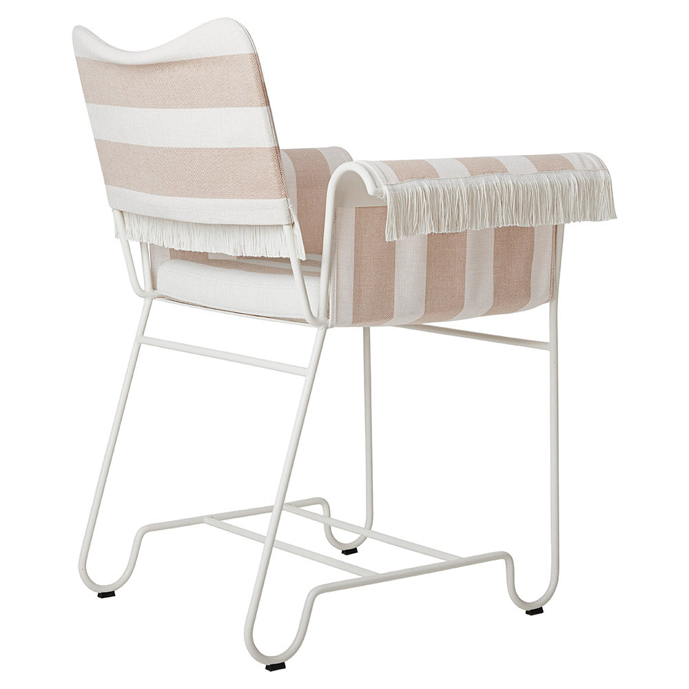 Tropique Dining Chair With Fringes - Leslie Stripe 40, White Base