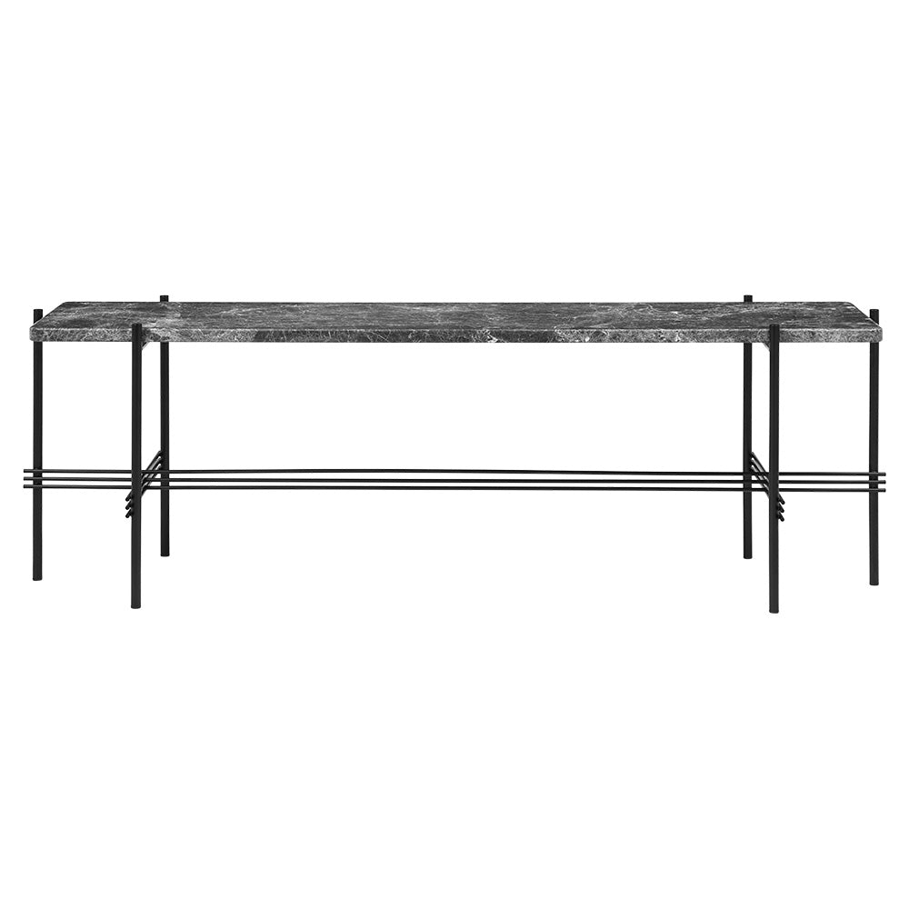 TS 1 Tier Console Table - Gray Marble, Black