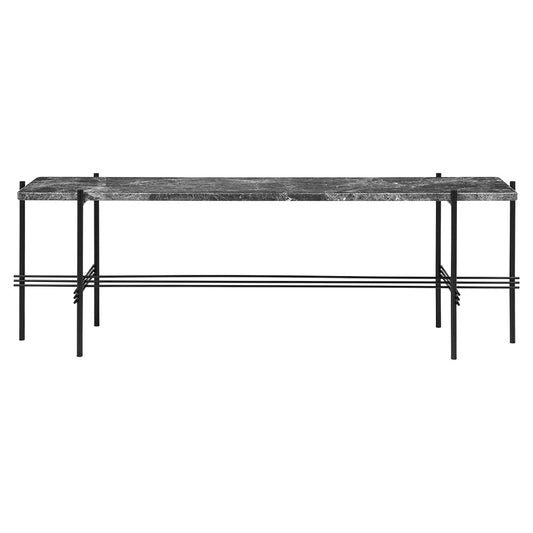 TS 1 Tier Console Table - Gray Marble, Black