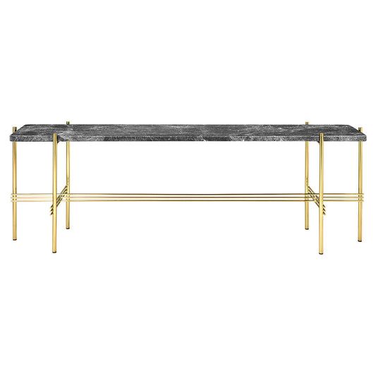 TS 1 Tier Console Table - Gray Marble, Brass