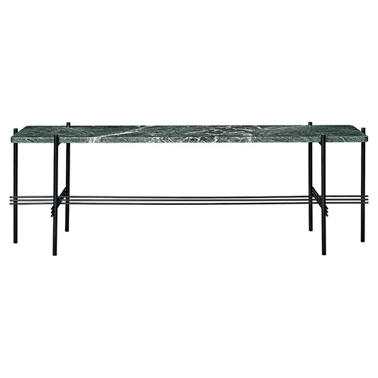 TS 1 Tier Console Table - Green Marble, Black