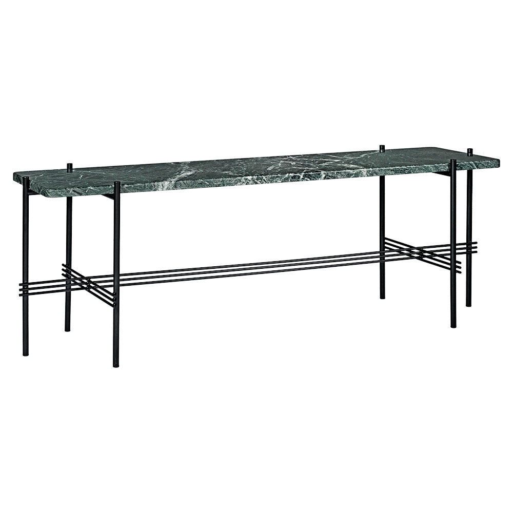 TS 1 Tier Console Table - Green Marble, Black
