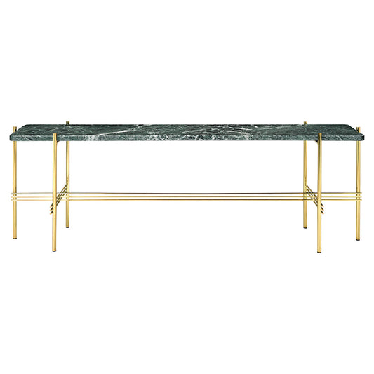 TS 1 Tier Console Table - Green Marble, Brass