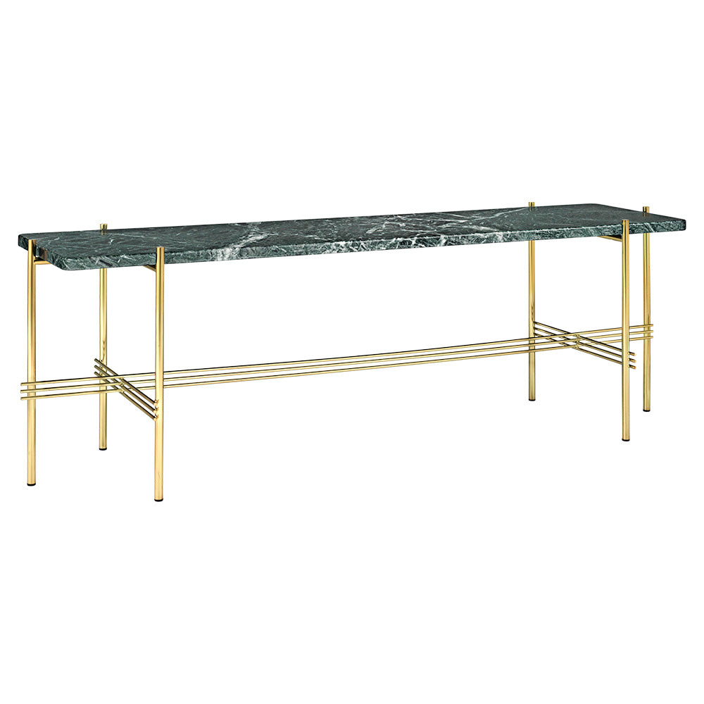 TS 1 Tier Console Table - Green Marble, Brass