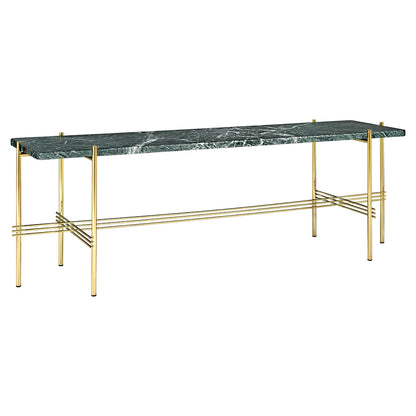 TS 1 Tier Console Table - Green Marble, Brass