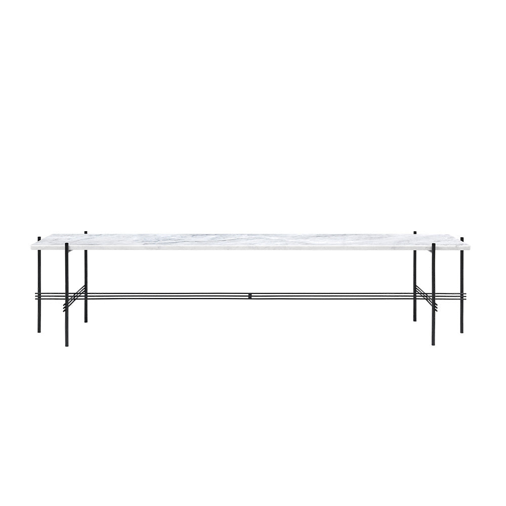 TS 1 Tier Console Table Large - White Marble, Black