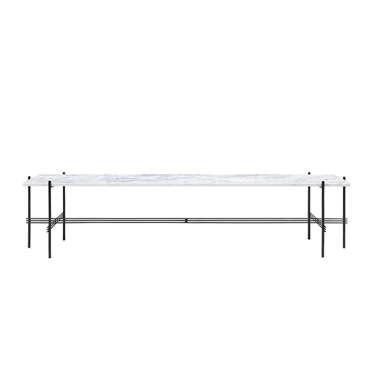 TS 1 Tier Console Table Large - White Marble, Black