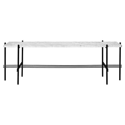 TS 1 Tier Console Table - White Marble, Black